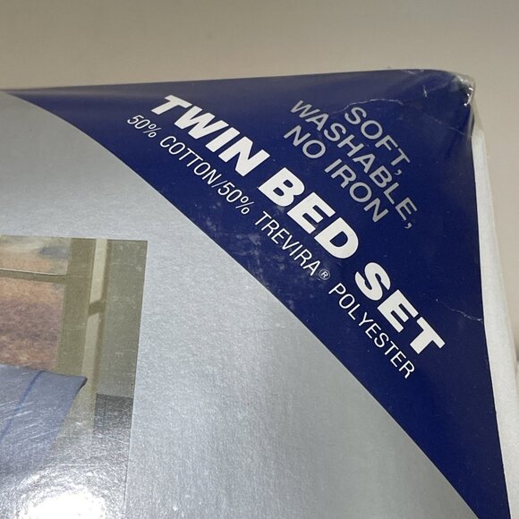 NEW 1986 Tastemaker by Stevens Easy Care White Twin Sheet Set 3 Pc Powder Puff - Picture 3 of 6